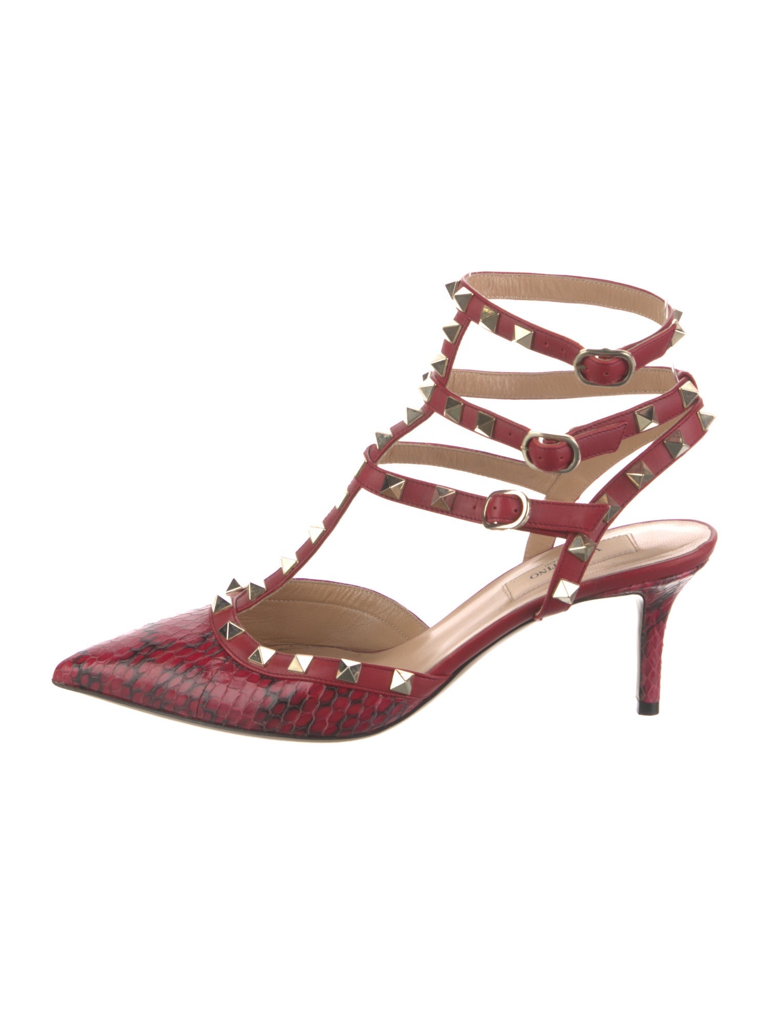 Valentino Rockstud Accents Leather T-Strap Pumps